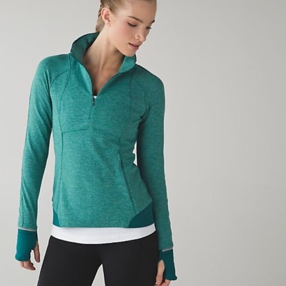 Lululemon Runderful 1/2 Zip Jacket Teal Size 4 - Picture 1 of 11